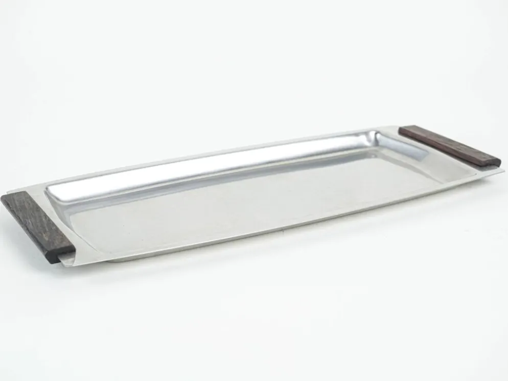 Plateau en acier inoxydable, design danois, années 1970, fabriqué au Danemark
