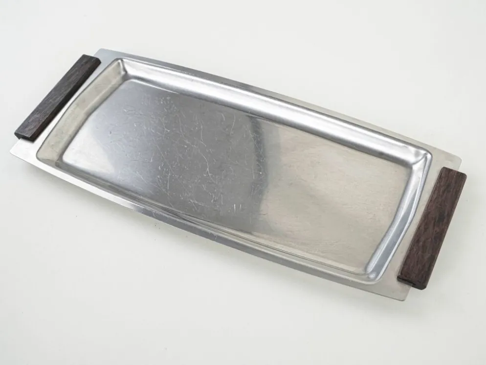 Plateau en acier inoxydable, design danois, années 1970, fabriqué au Danemark
