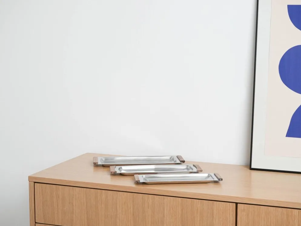 Plateau en acier inoxydable, design danois, années 1970, fabriqué au Danemark