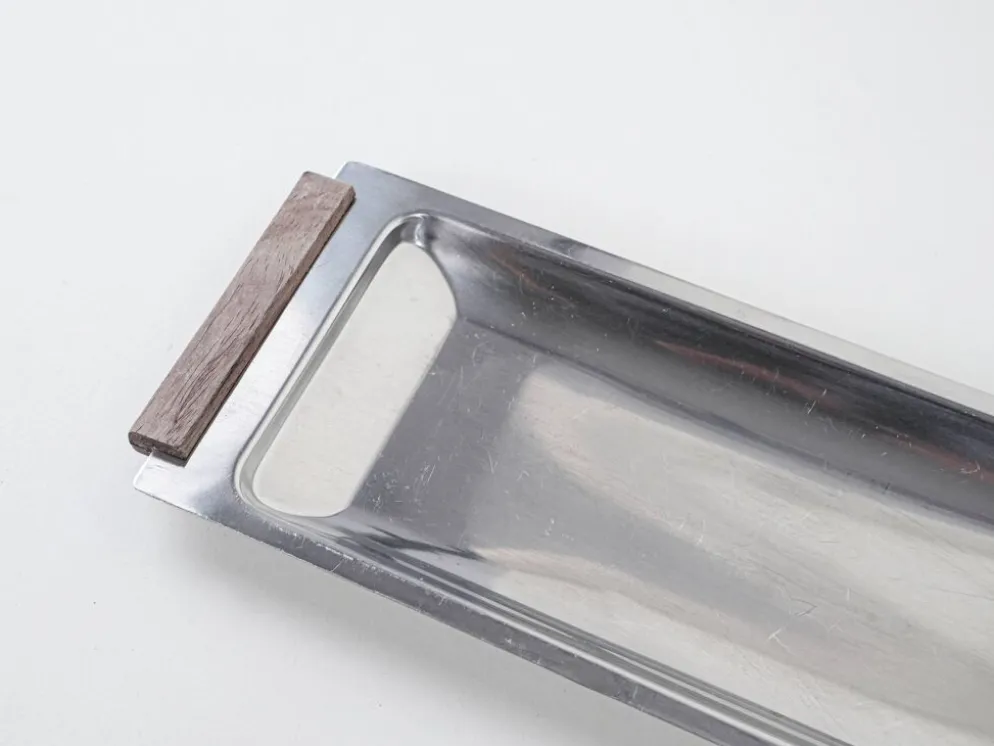 Plateau en acier inoxydable, design danois, années 1970, fabriqué au Danemark