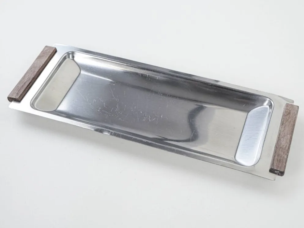 Plateau en acier inoxydable, design danois, années 1970, fabriqué au Danemark