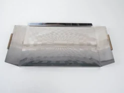 Plateau en acier inoxydable, design italien, années 1970, fabriqué en Italie