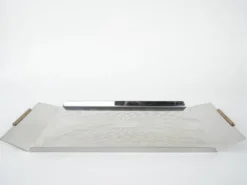 Plateau en acier inoxydable, design italien, années 1970, fabriqué en Italie