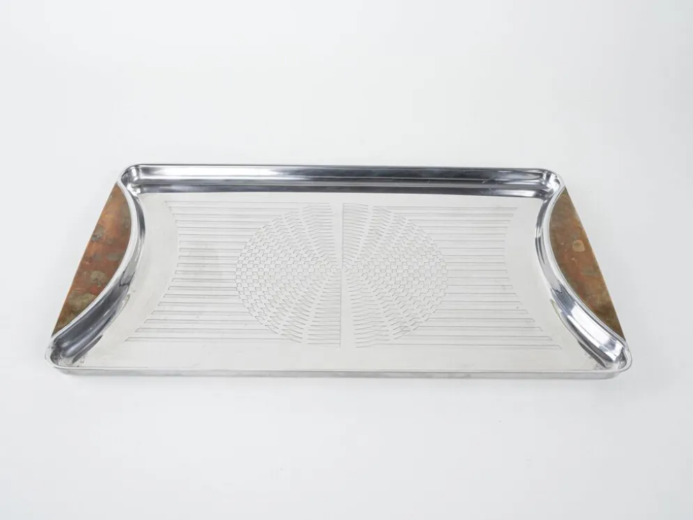 Plateau en acier inoxydable, design allemand, années 1970, fabriqué par GOTTINGHEN