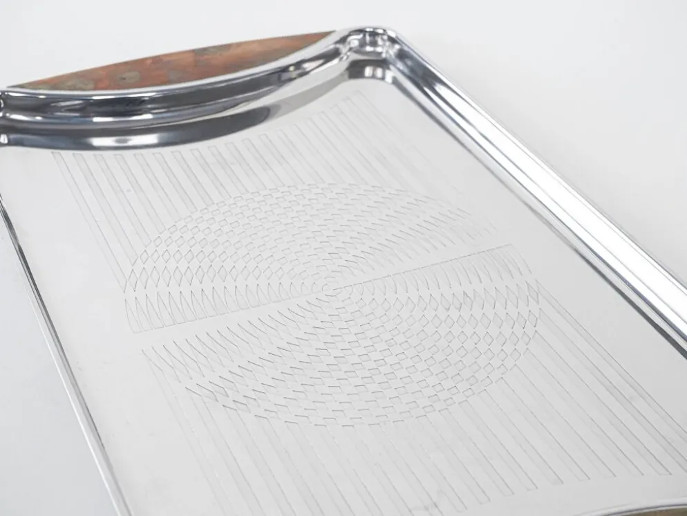 Plateau en acier inoxydable, design allemand, années 1970, fabriqué par GOTTINGHEN