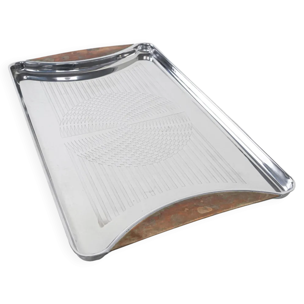 Plateau en acier inoxydable, design allemand, années 1970, fabriqué par GOTTINGHEN