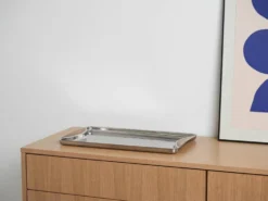 Plateau en acier inoxydable, design allemand, années 1970, fabriqué par GOTTINGHEN