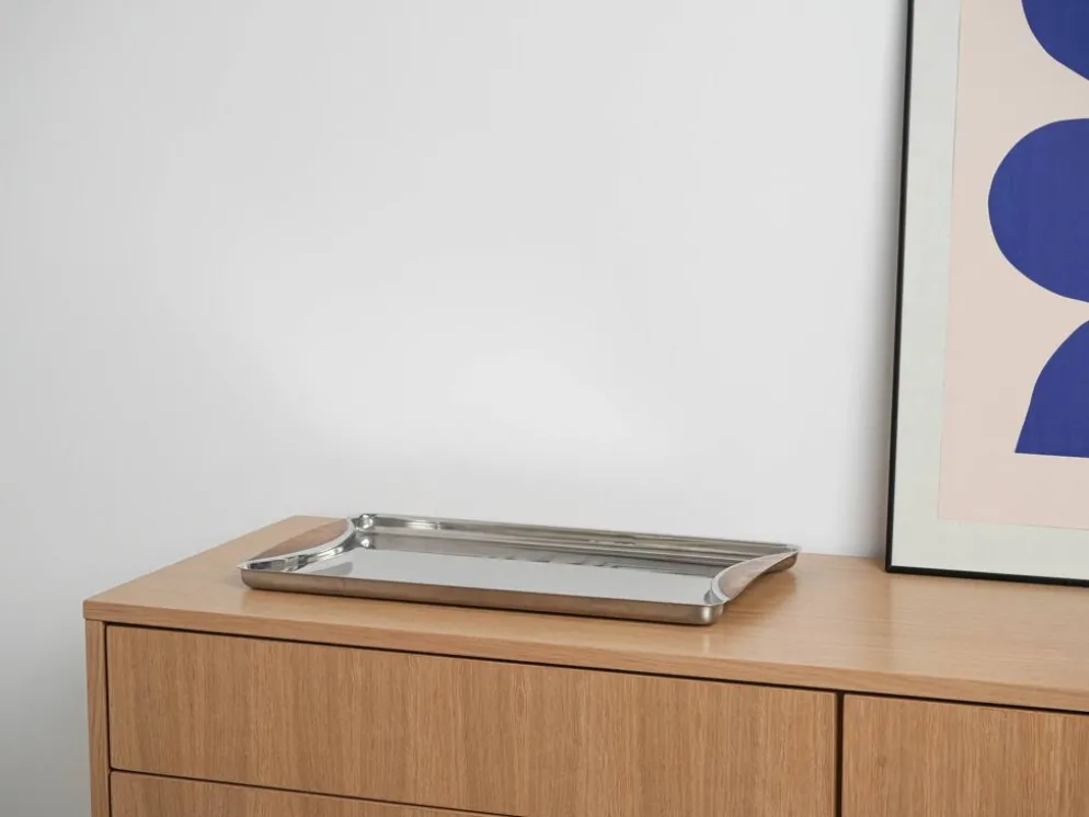 Plateau en acier inoxydable, design allemand, années 1970, fabriqué par GOTTINGHEN