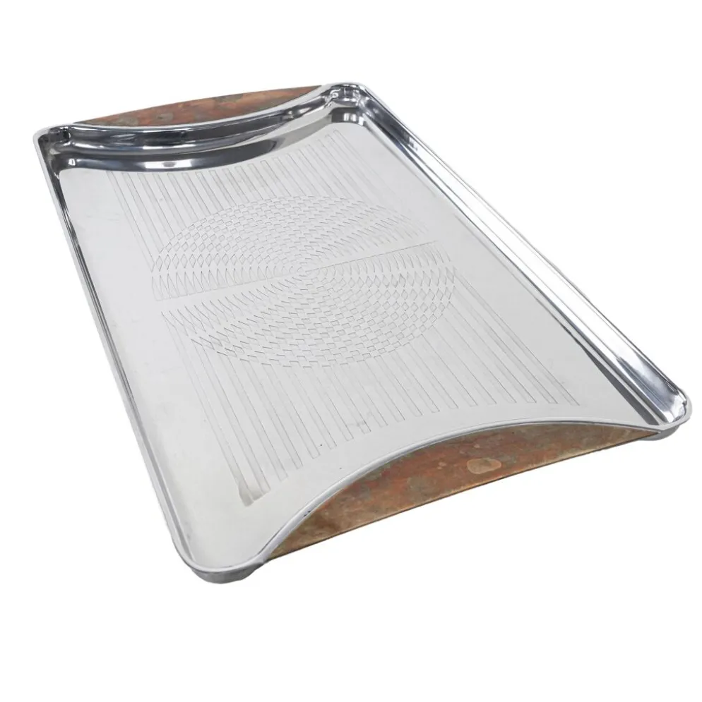 Plateau en acier inoxydable, design allemand, années 1970, fabriqué par GOTTINGHEN
