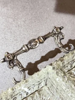 Plateau en argent avec six plats en verre taillé, ensemble de divertissement vintage