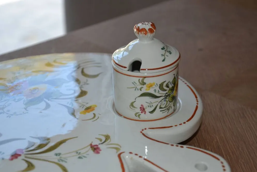 Plateau en céramique italien avec pot