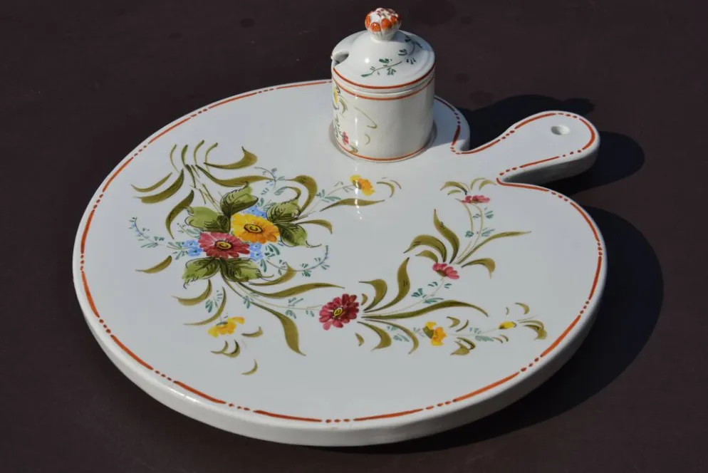 Plateau en céramique italien avec pot