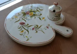 Plateau en céramique italien avec pot
