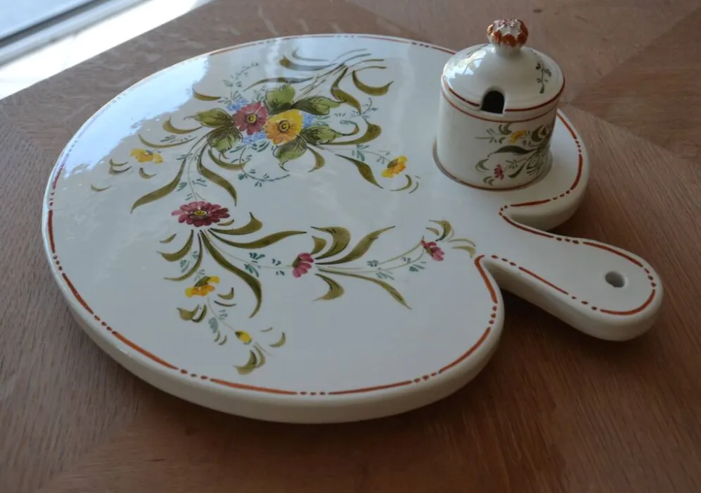 Plateau en céramique italien avec pot