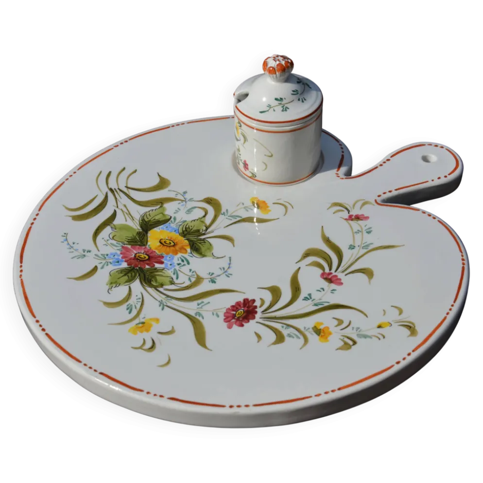 Plateau en céramique italien avec pot