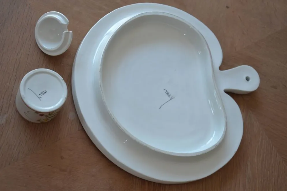 Plateau en céramique italien avec pot