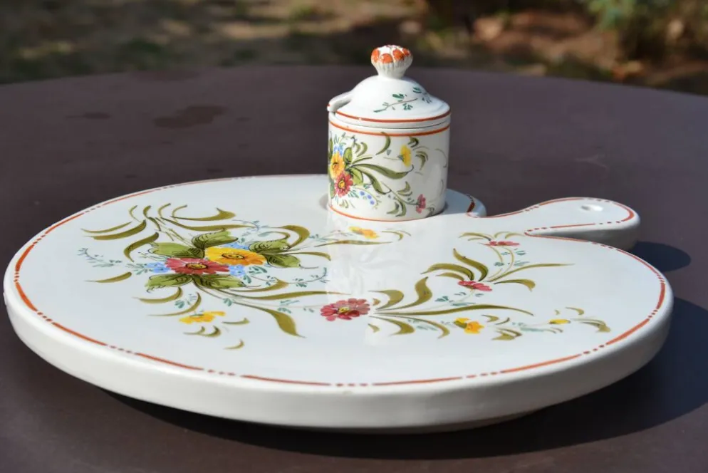 Plateau en céramique italien avec pot