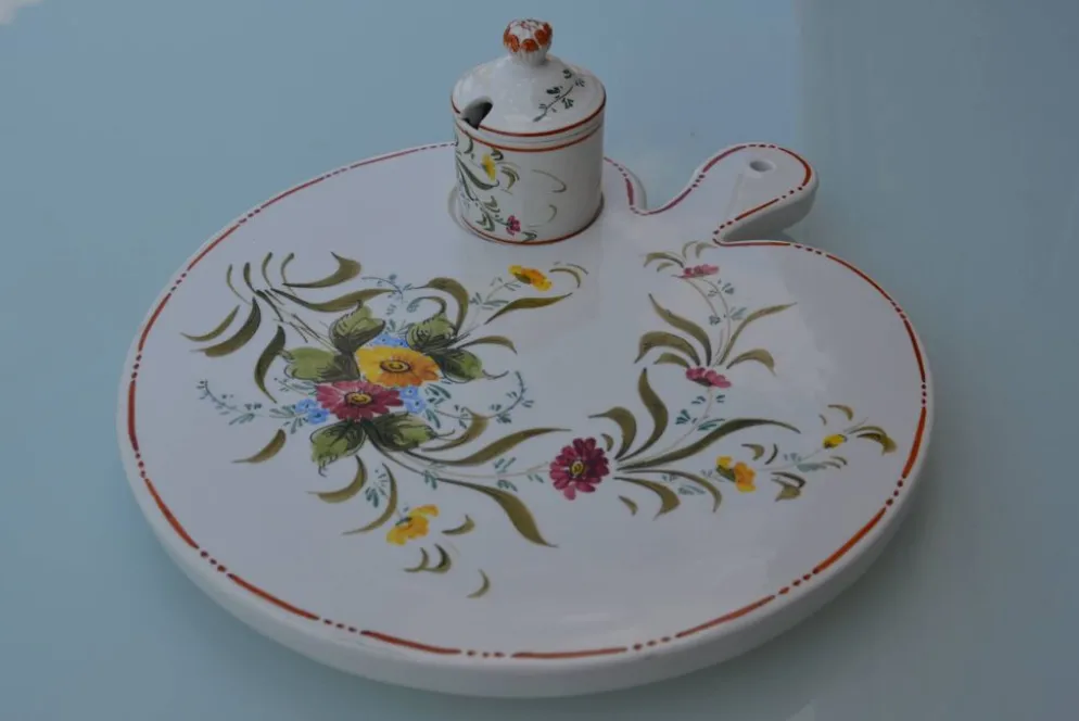Plateau en céramique italien avec pot