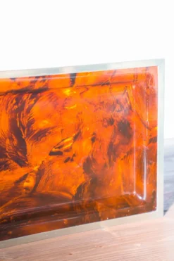 Plateau en Lucite et métal Christian Dior du milieu du siècle - Pièce de créateur des années 1970, France