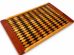 Plateau en marqueterie géométrique fait main, unique en son genre