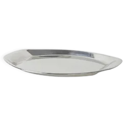 Plateau en métal ovale, design italien, années 1980, production : Italie