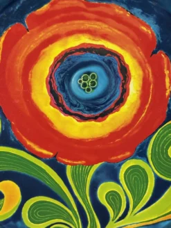 Plateau en métal Vintage Flowerpower des années 1970