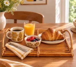 Plateau En Rotin Vintage