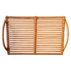 Plateau En Rotin Vintage
