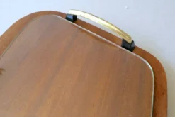 Plateau en teck et verre, scandinave, années 60
