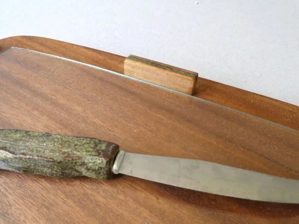 Plateau en teck et verre, scandinave, années 60