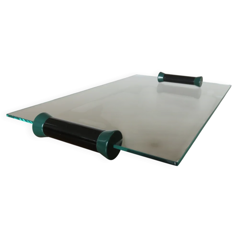Plateau en verre et polycarbonate années 80 ers Memphis