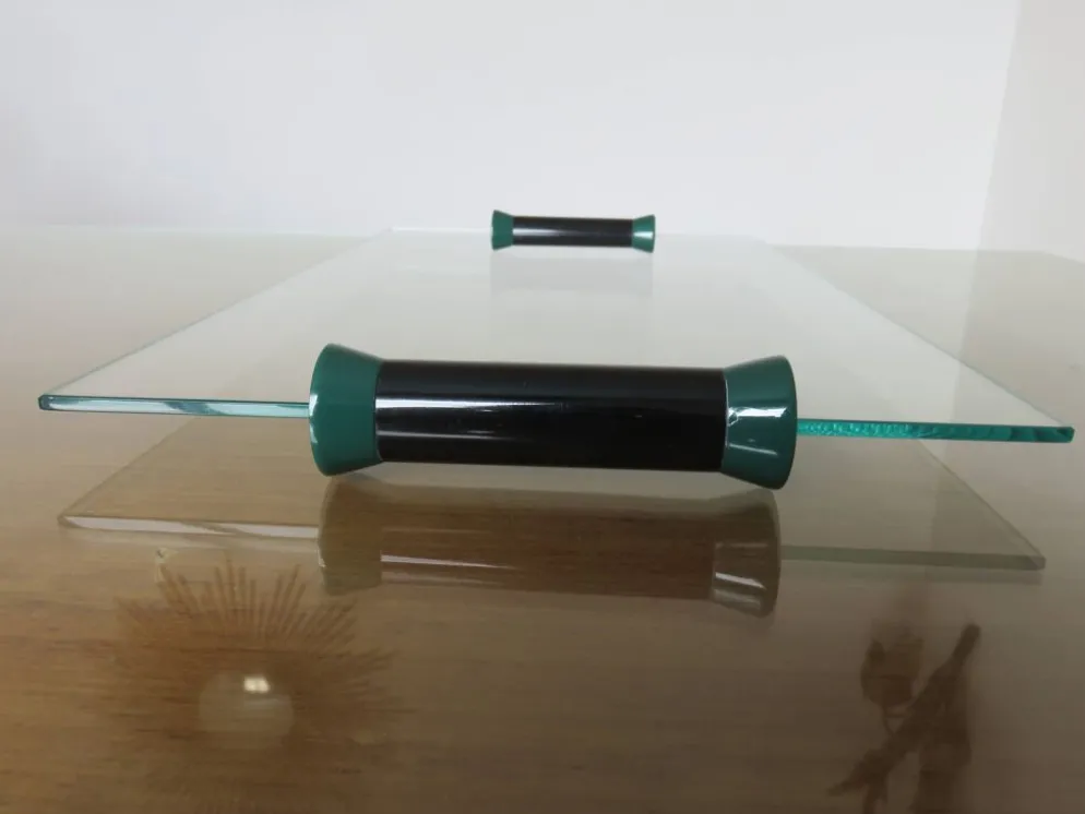 Plateau en verre et polycarbonate années 80 ers Memphis