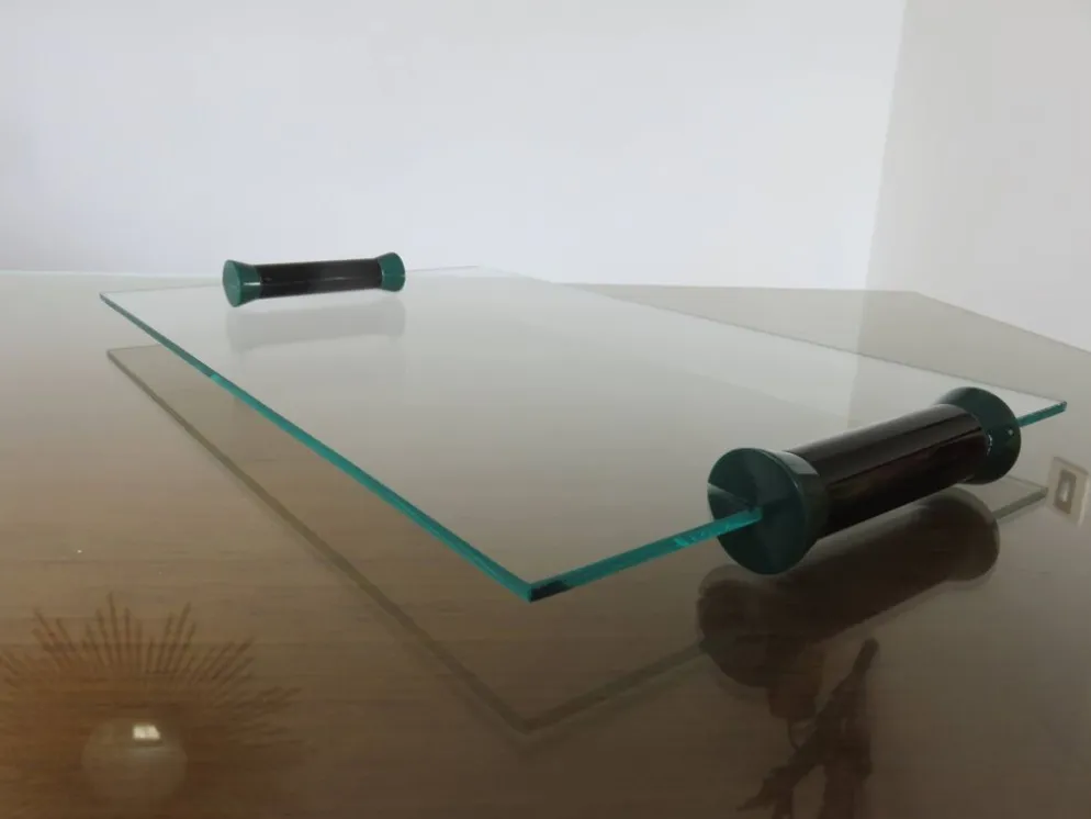 Plateau en verre et polycarbonate années 80 ers Memphis