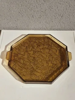 Plateau en verre fumé art déco