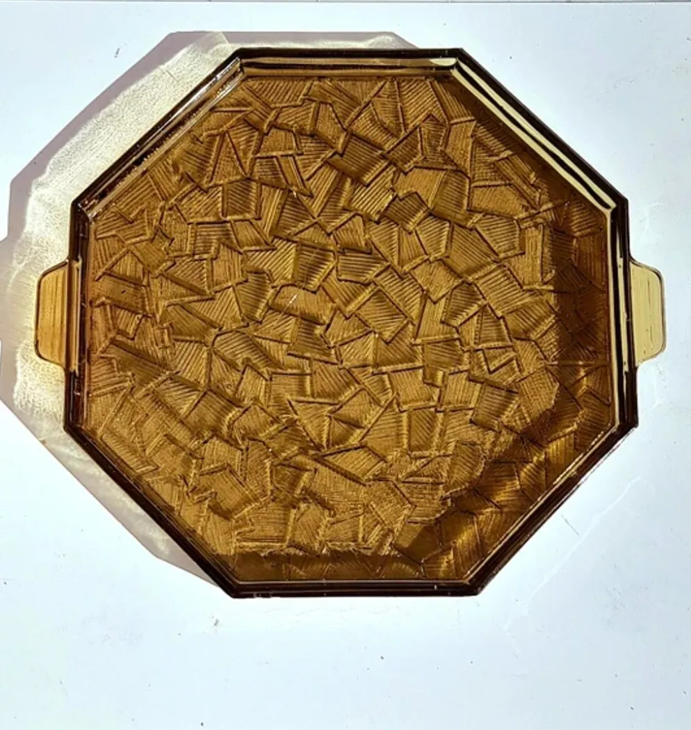Plateau en verre fumé art déco