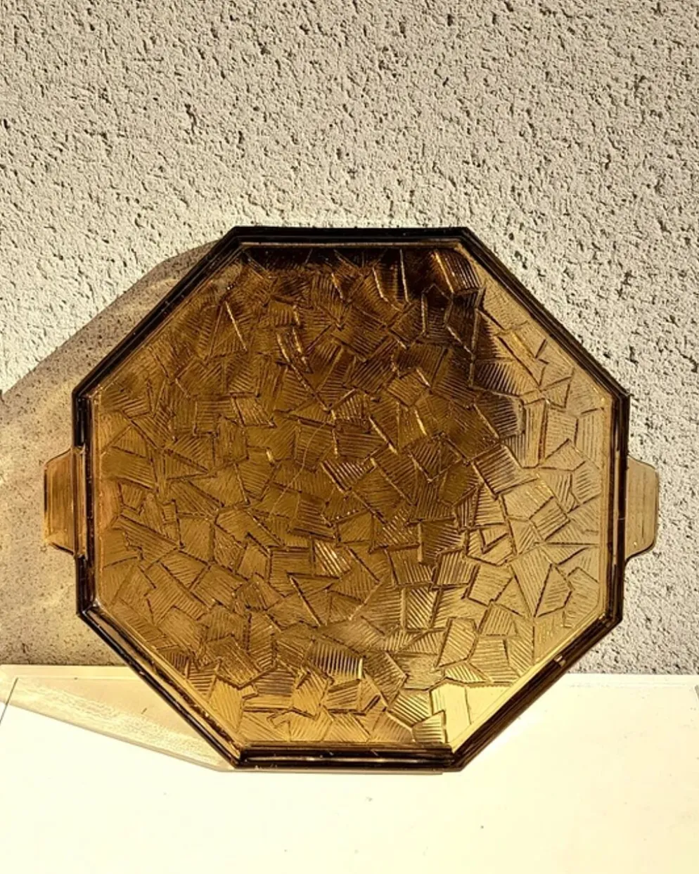 Plateau en verre fumé art déco