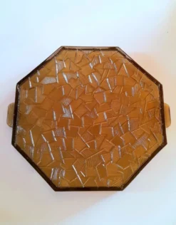 Plateau en verre fumé art déco