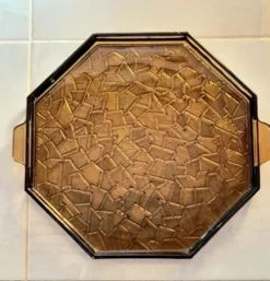 Plateau en verre fumé art déco
