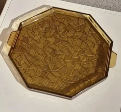 Plateau en verre fumé art déco
