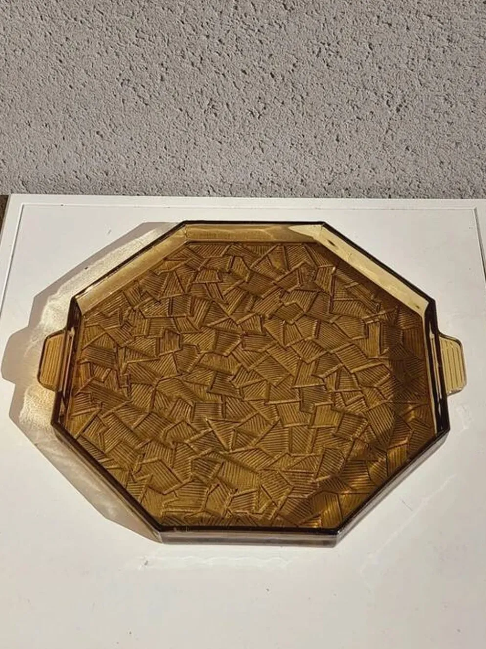 Plateau en verre fumé art déco
