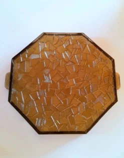 Plateau en verre fumé art déco