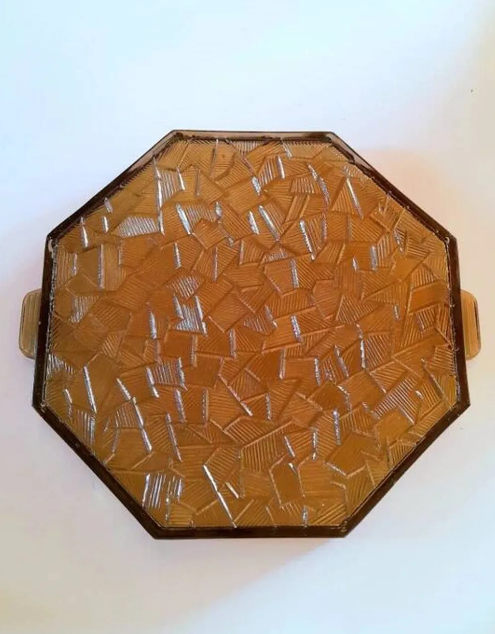 Plateau en verre fumé art déco