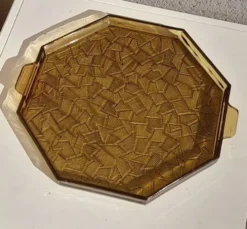 Plateau en verre fumé art déco