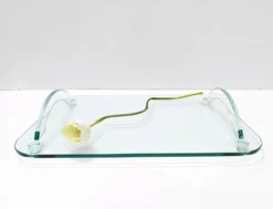 Plateau en verre transparent dans le style de Fontana Arte, Italie, années 1980.
