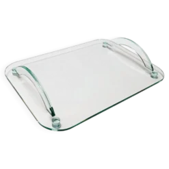 Plateau en verre transparent dans le style de Fontana Arte, Italie, années 1980.