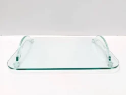 Plateau en verre transparent dans le style de Fontana Arte, Italie, années 1980.