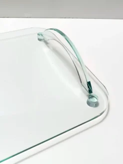 Plateau en verre transparent dans le style de Fontana Arte, Italie, années 1980.