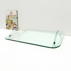 Plateau en verre transparent dans le style de Fontana Arte, Italie, années 1980.