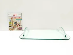 Plateau en verre transparent dans le style de Fontana Arte, Italie, années 1980.