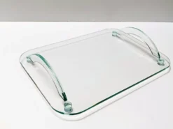 Plateau en verre transparent dans le style de Fontana Arte, Italie, années 1980.